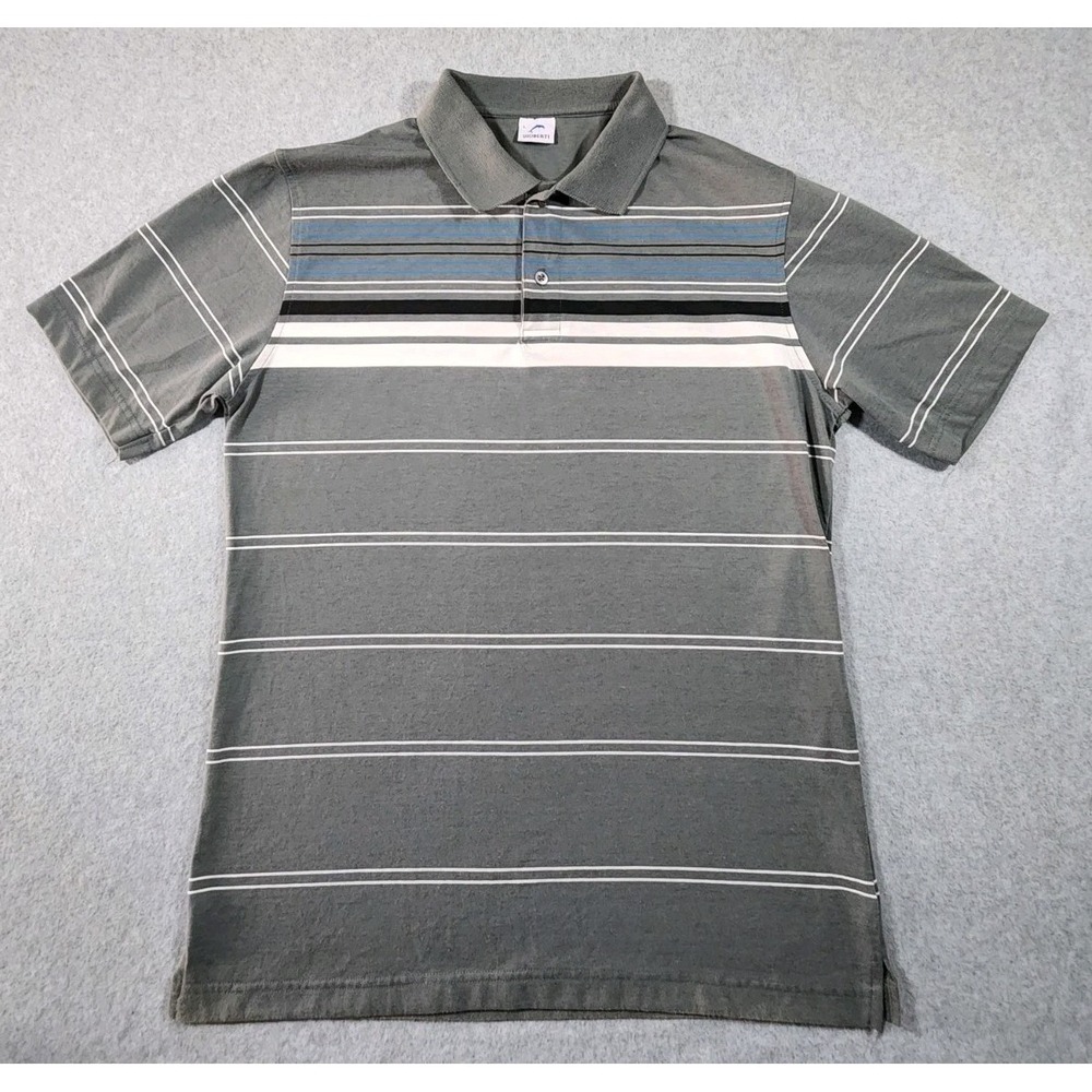 Gioberti Men's Polo Shirt, Size L, Gray Stripe, Short Sleeve